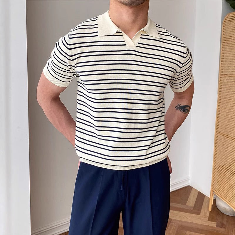Çizgili Pamuklu Polo T-shirt