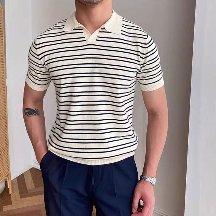 Çizgili Pamuklu Polo T-shirt
