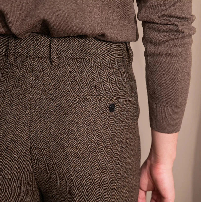 Balıksırtı Yün Karışımlı Kumaş Pantolon