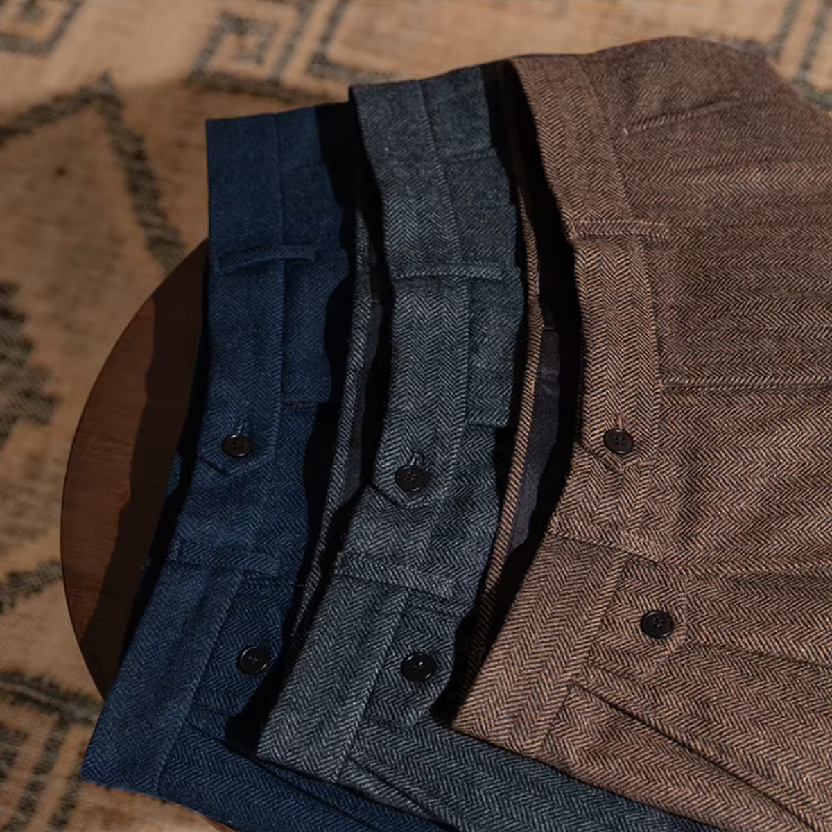 Balıksırtı Yün Karışımlı Kumaş Pantolon