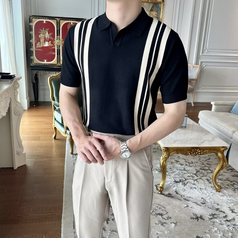 Şerit Desenli Klasik Polo T-shirt