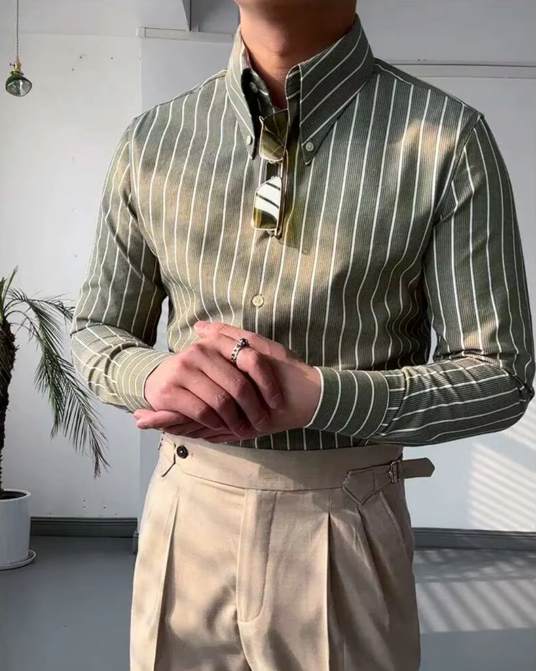 Mirano Çizgili Retro Gömlek