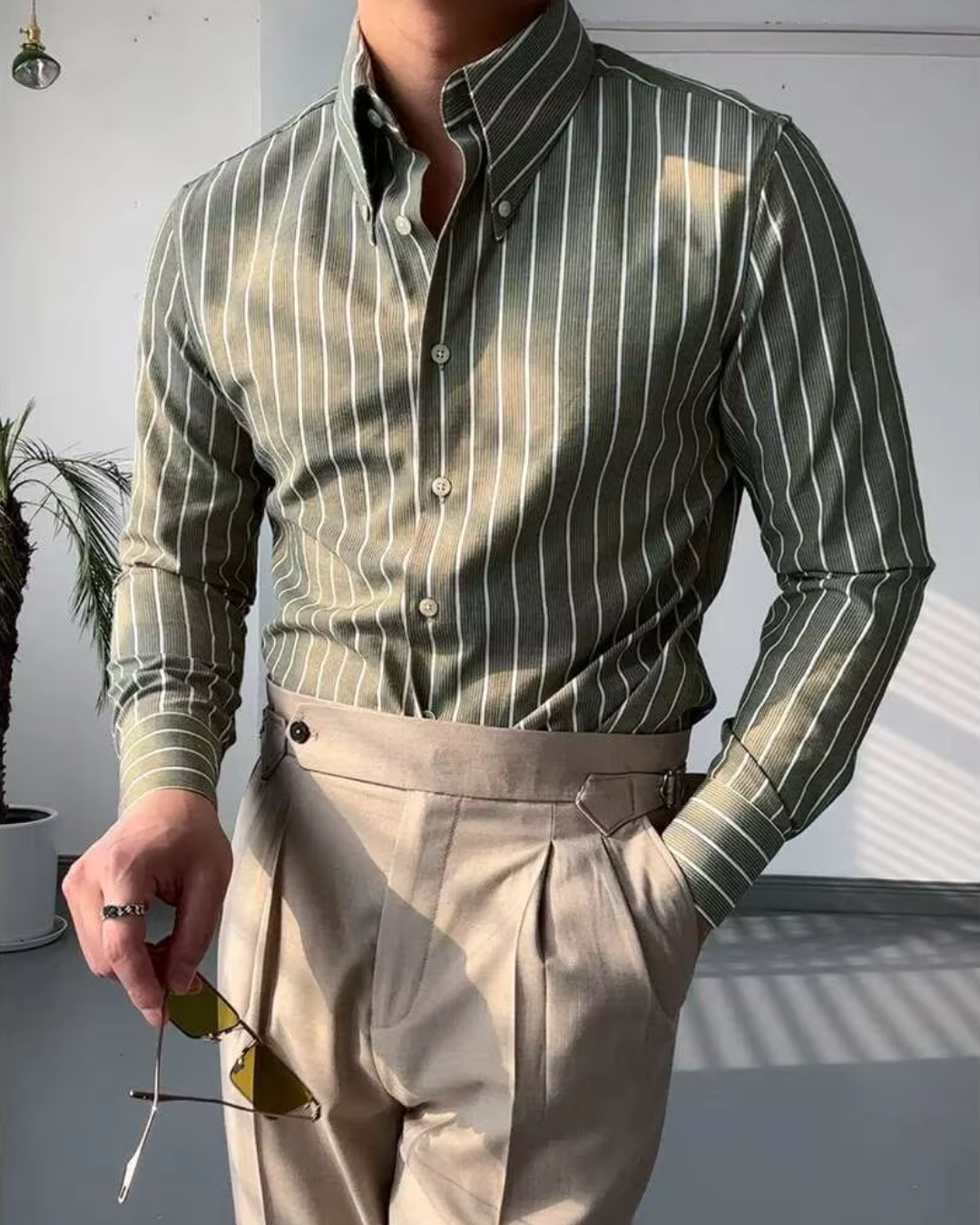 Mirano Çizgili Retro Gömlek