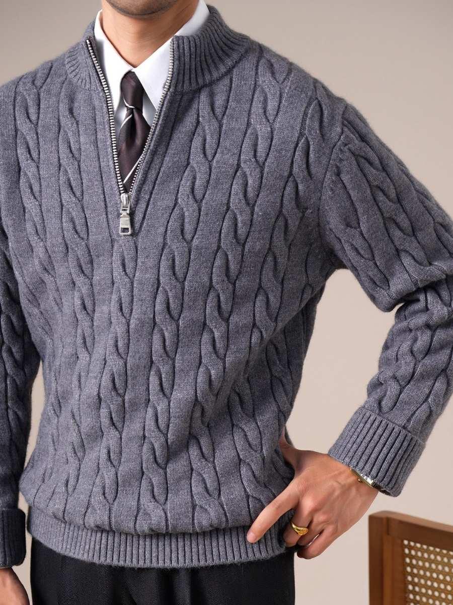 Franco Örgülü Yarım Fermuarlı Kazak