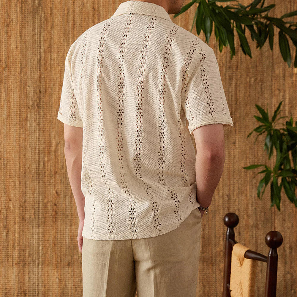 Örgü İşlemeli Pamuklu Polo T-shirt
