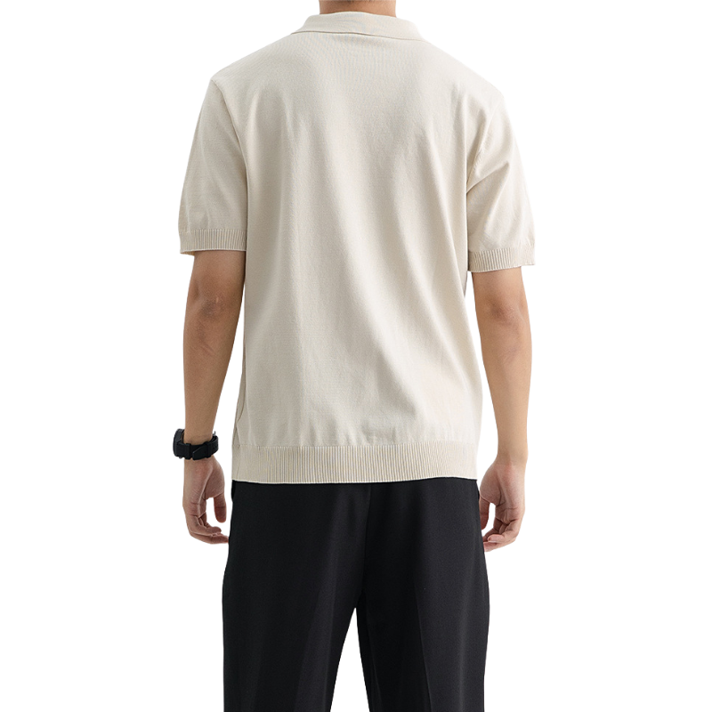 Çizgili Bej Polo T-shirt