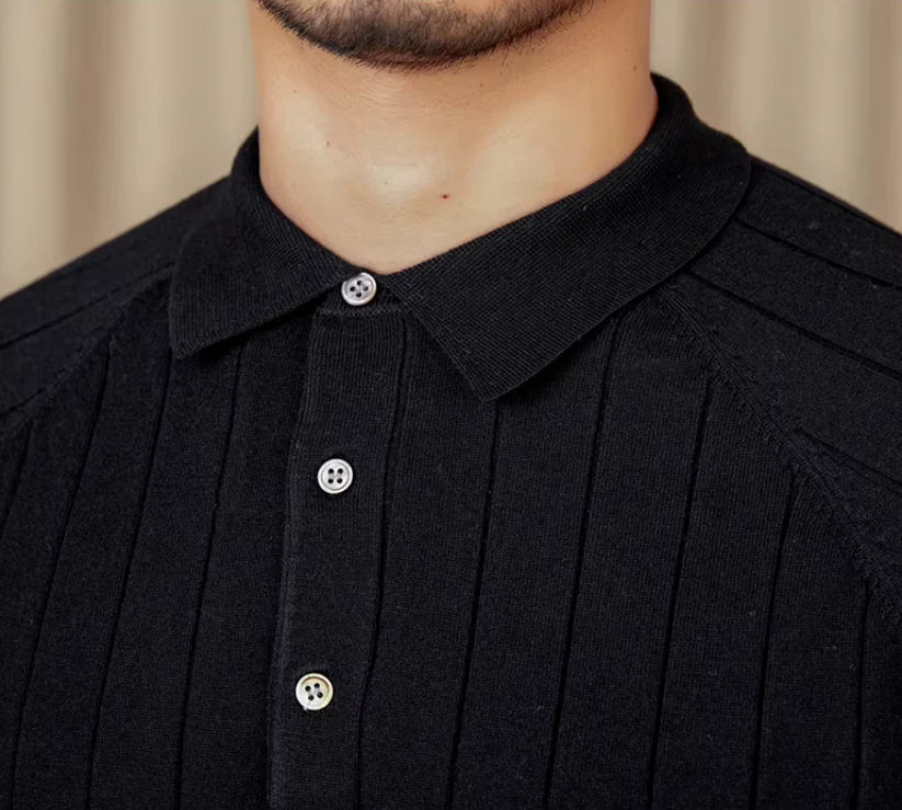 Carlo Çizgili Retro Polo Kazak