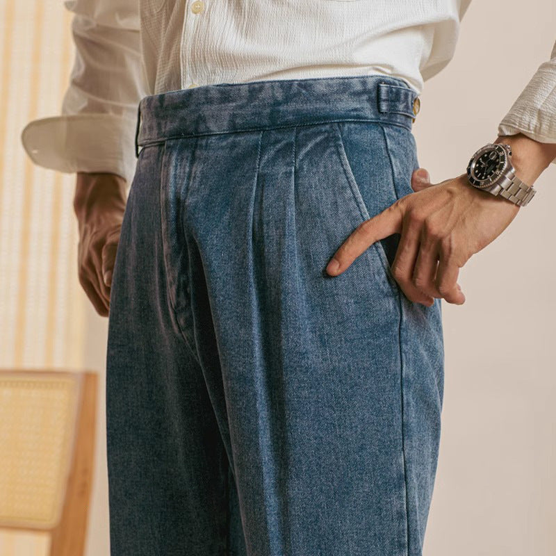 Yüksek Bel Vintage Denim Pantolon