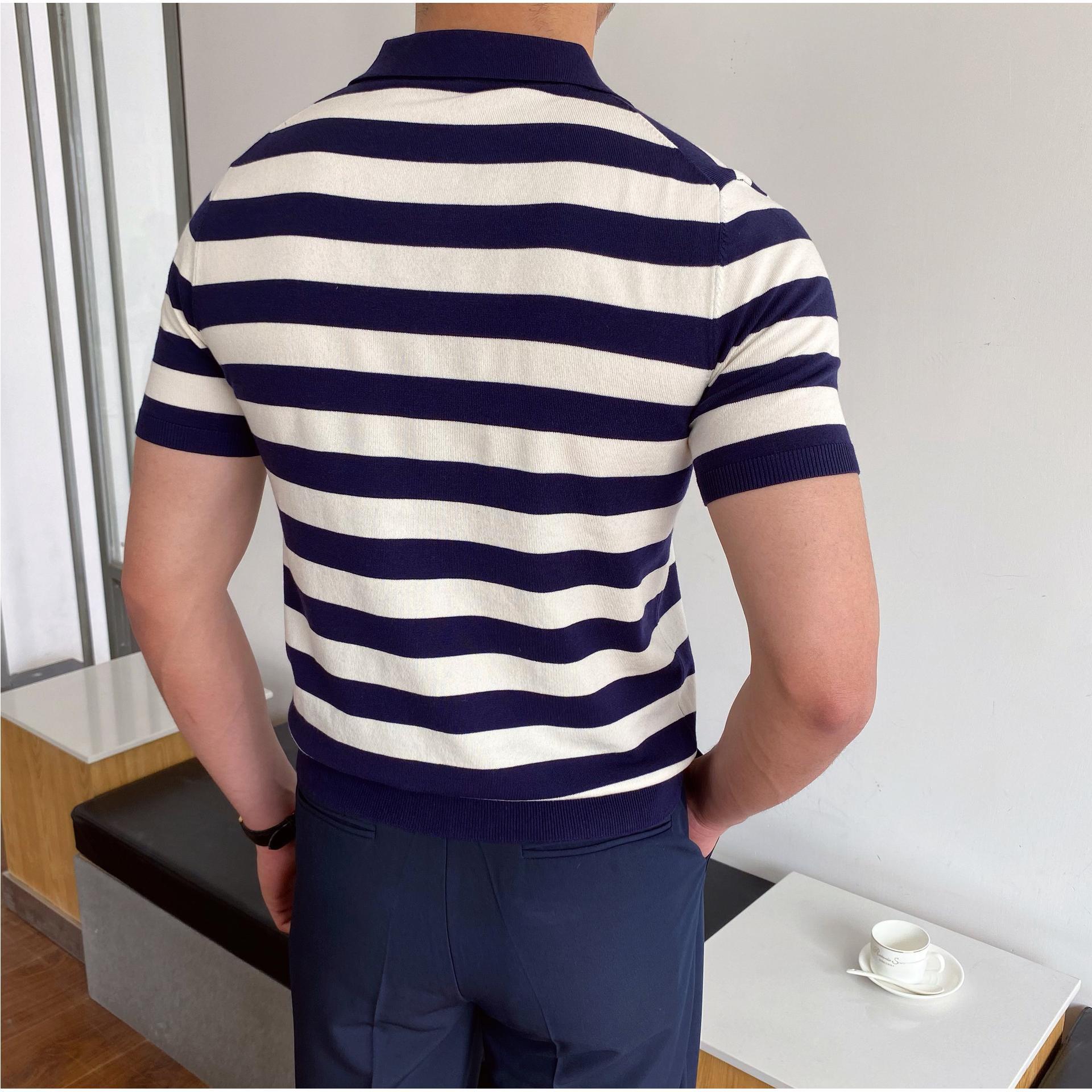 Vannes V Yaka Çizgili Polo T-shirt