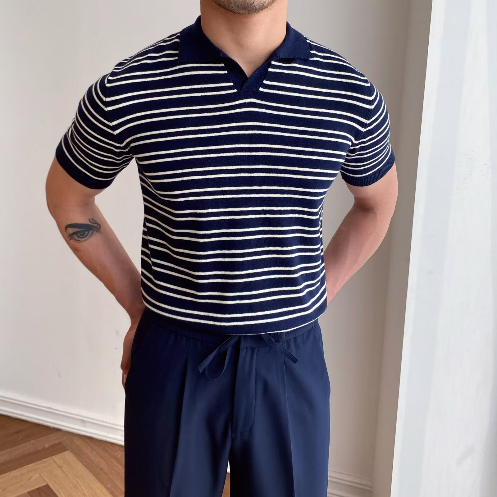 Çizgili Pamuklu Polo T-shirt