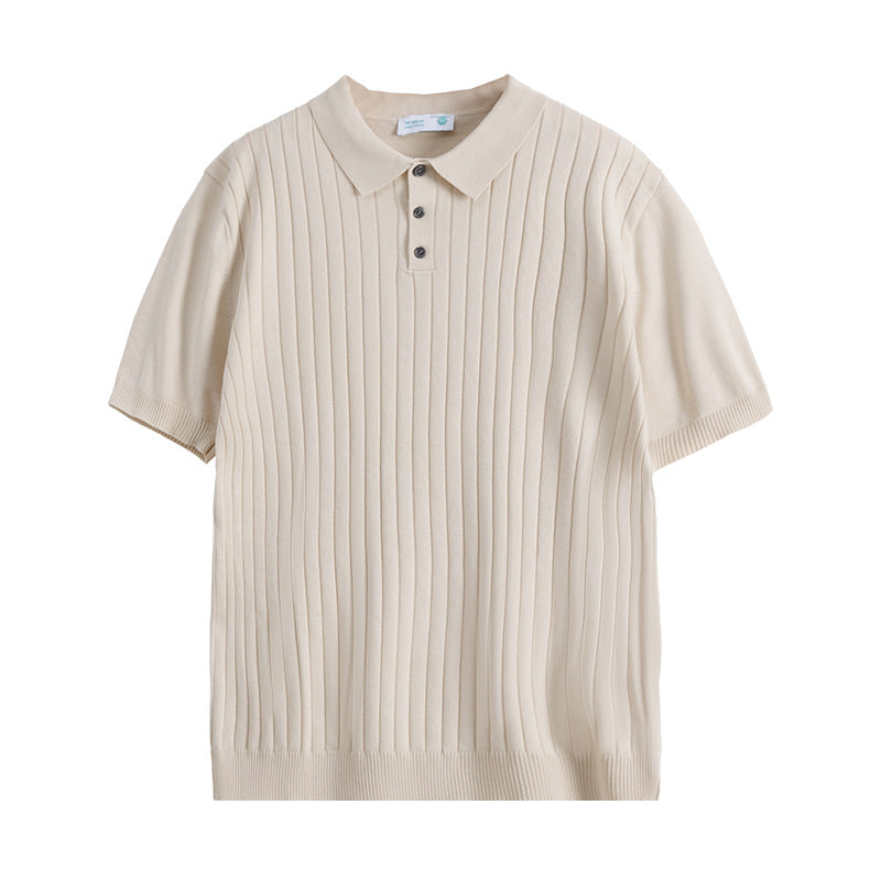 Çizgili Bej Polo T-shirt