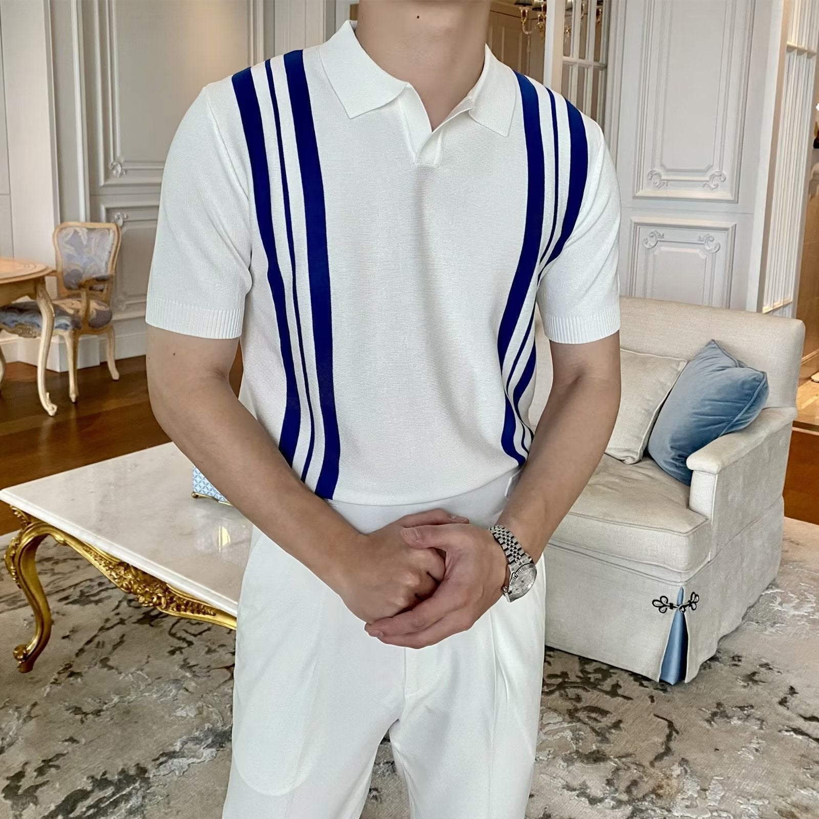 Şerit Desenli Klasik Polo T-shirt
