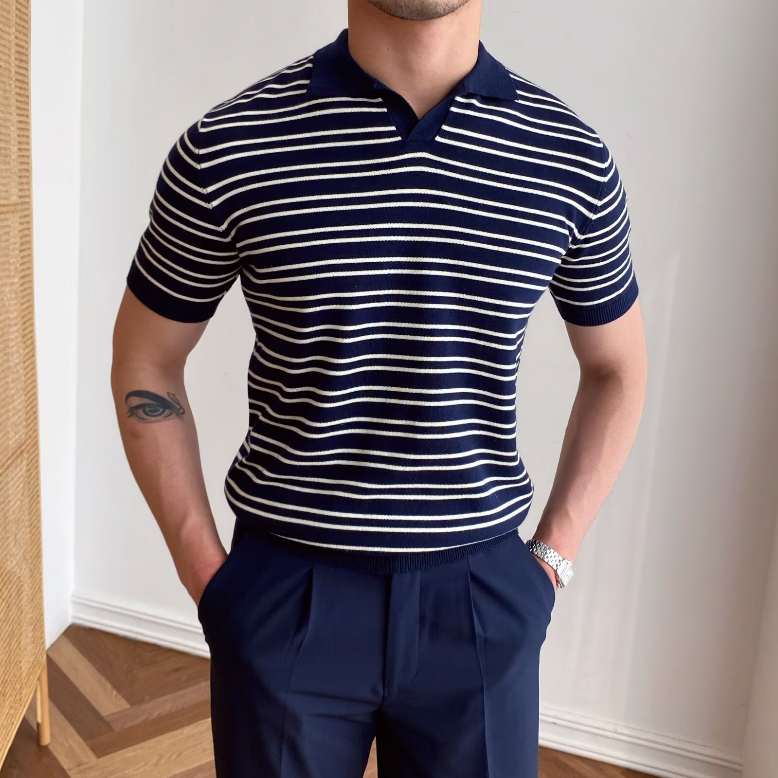 Çizgili Pamuklu Polo T-shirt