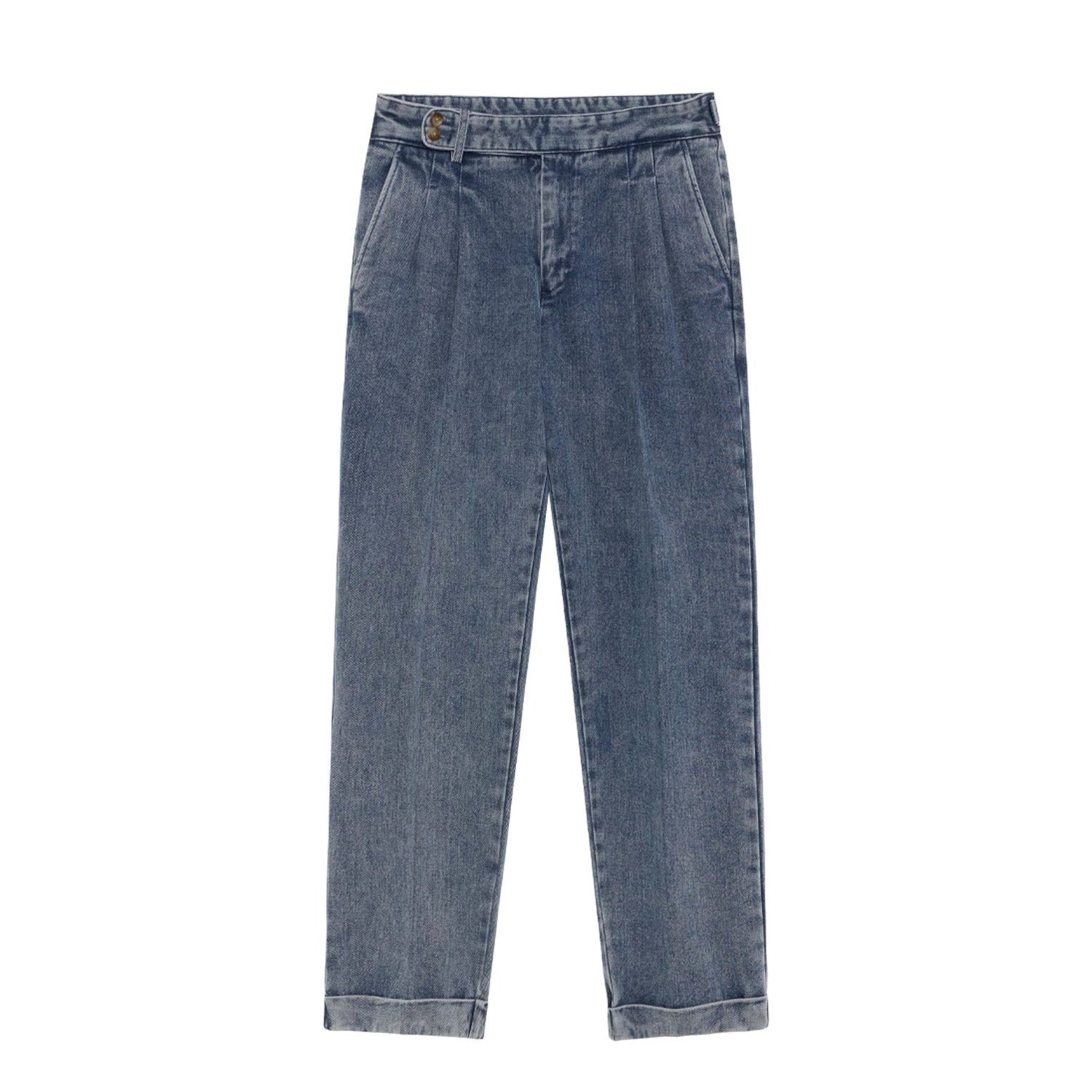 Yüksek Bel Vintage Denim Pantolon