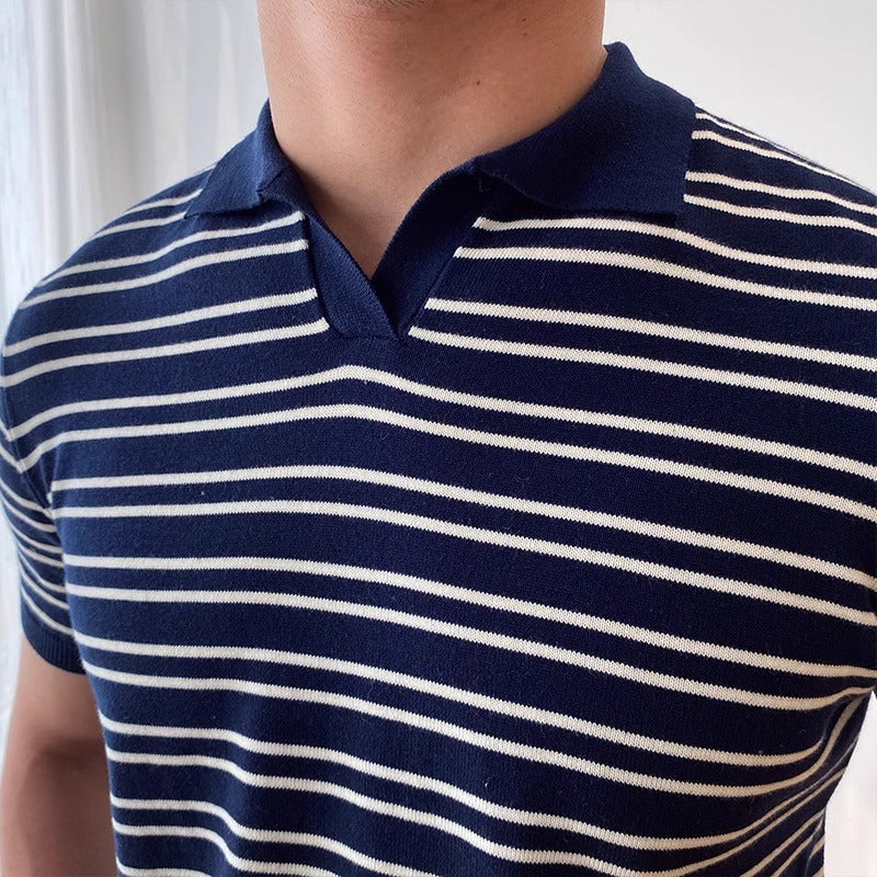Çizgili Pamuklu Polo T-shirt