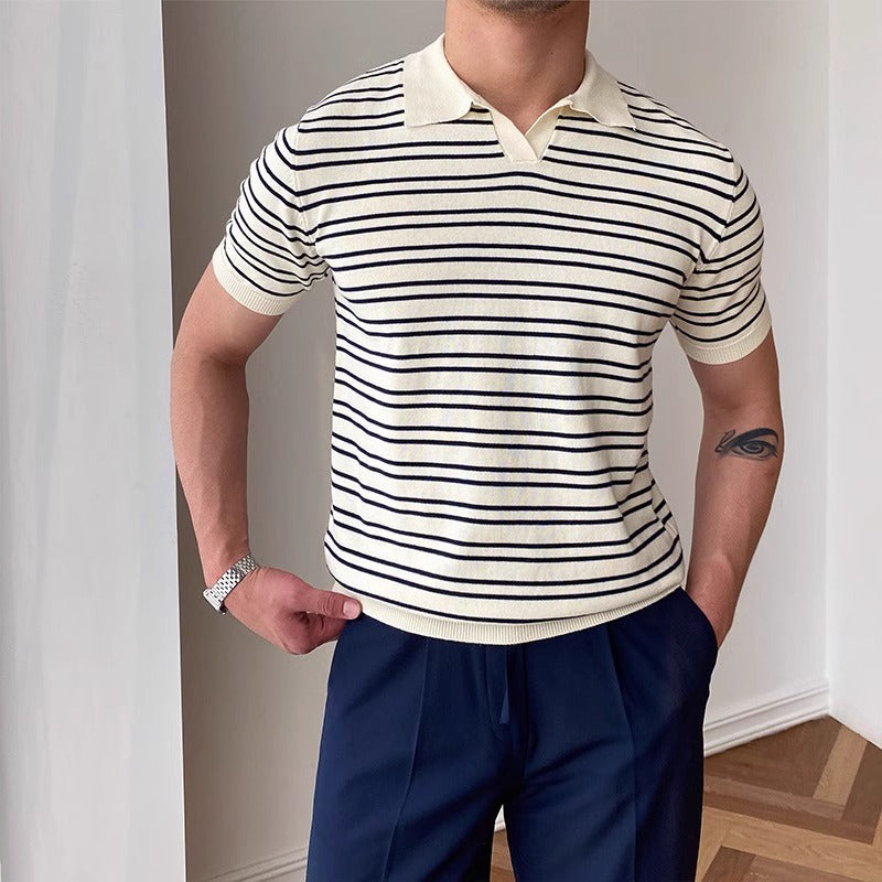 Çizgili Pamuklu Polo T-shirt