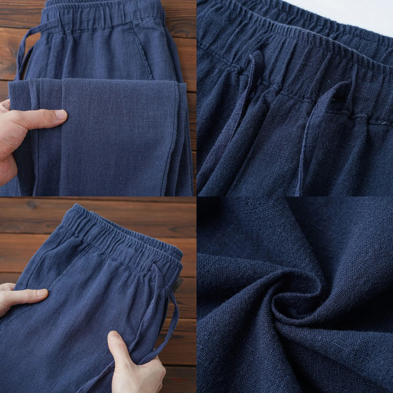 Bağcıklı Klasik Keten Pantolon