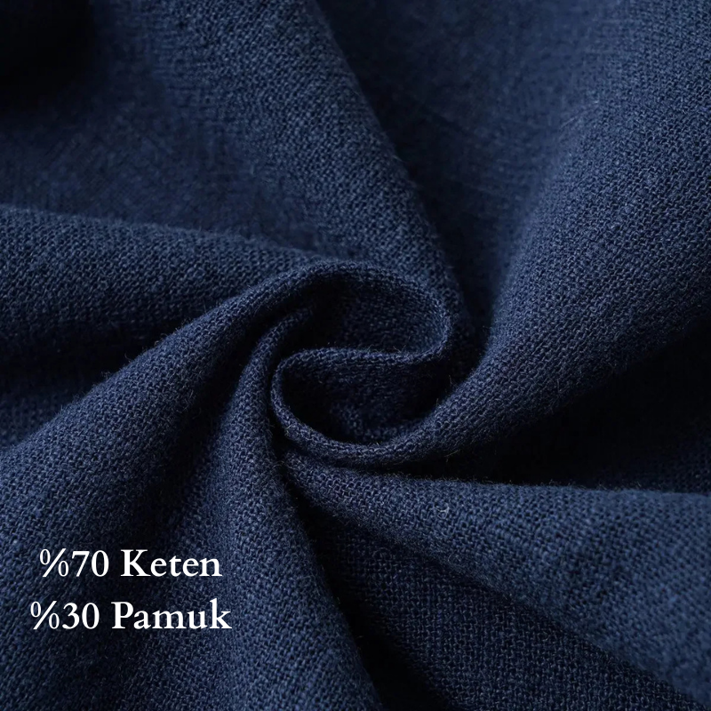 Bağcıklı Klasik Keten Pantolon