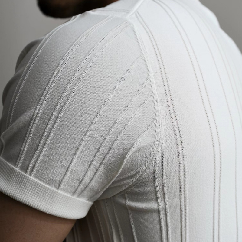 Yarım Fermuar Çizgili Polo T-shirt