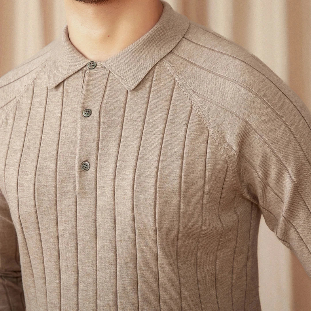 Carlo Çizgili Retro Polo Kazak