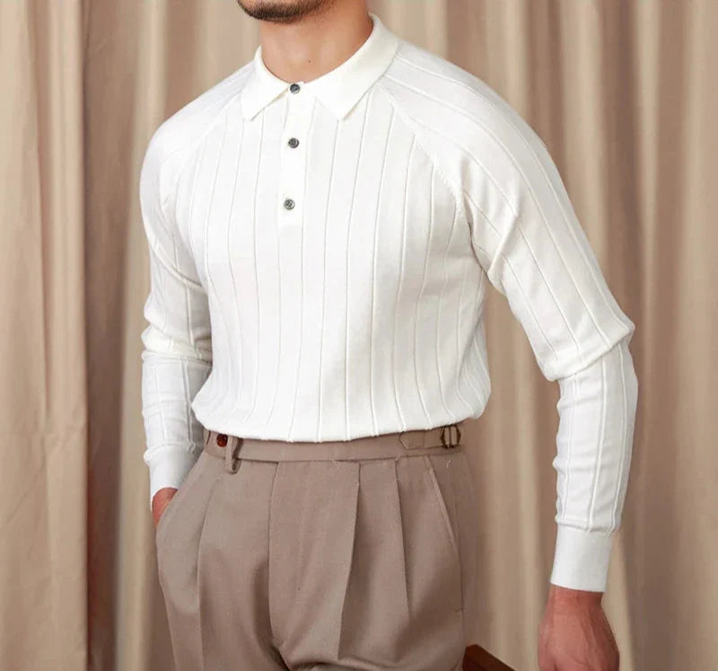 Carlo Çizgili Retro Polo Kazak