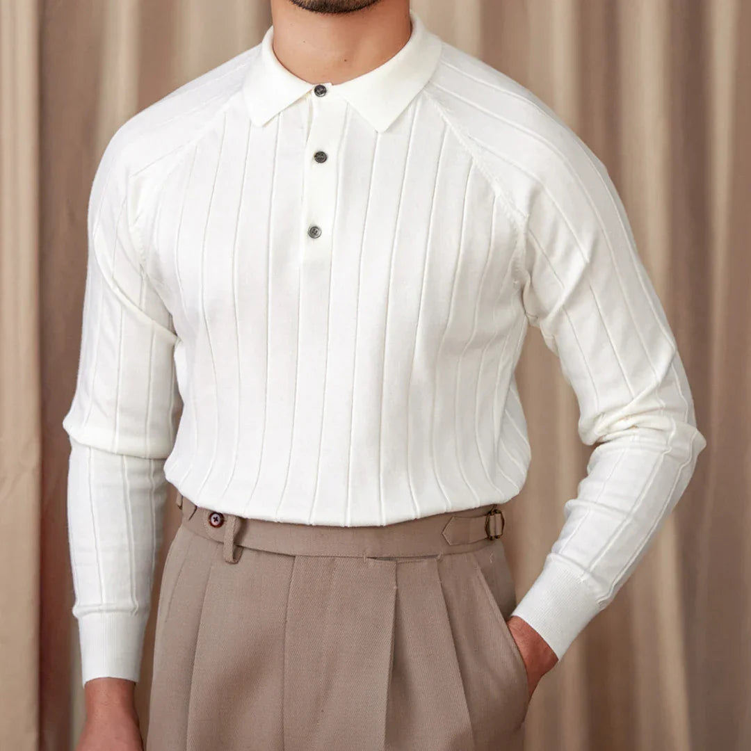 Carlo Çizgili Retro Polo Kazak