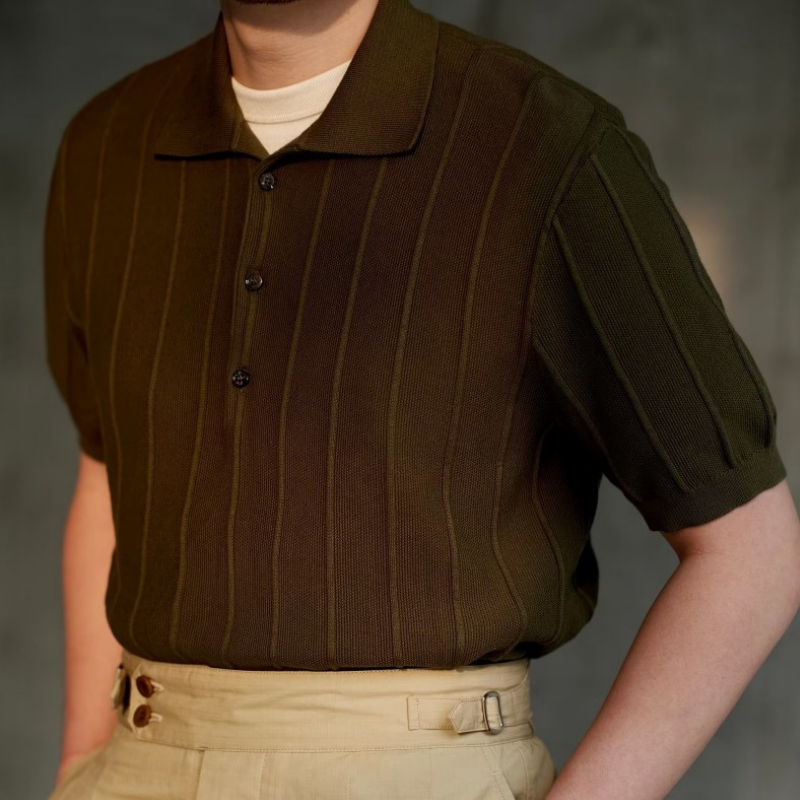 Üç Düğmeli Çizgili Londra Polo T-shirt