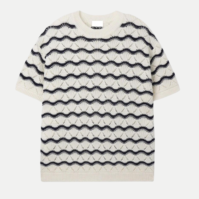 Triko Dalgalı Beyaz T-shirt