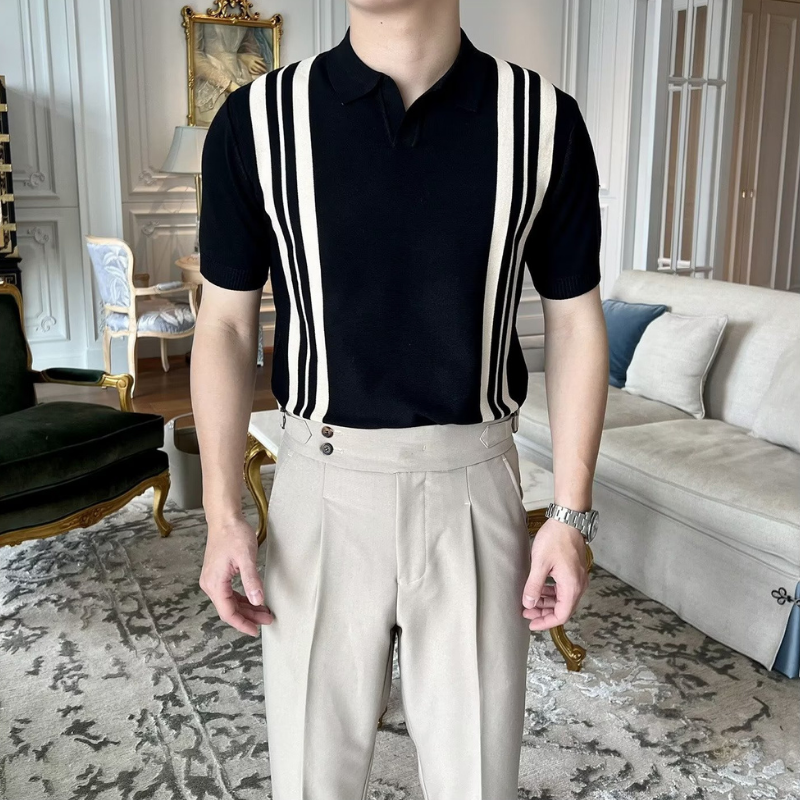 Şerit Desenli Klasik Polo T-shirt
