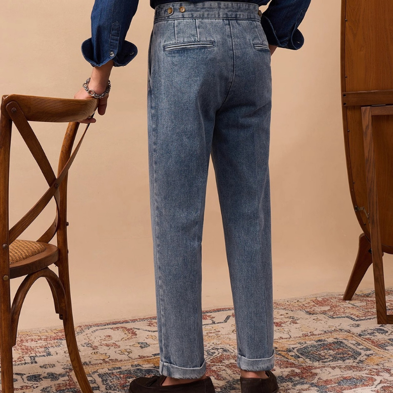 Yüksek Bel Vintage Denim Pantolon