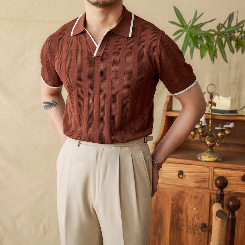 Venice Örgü Çizgili Polo T-shirt