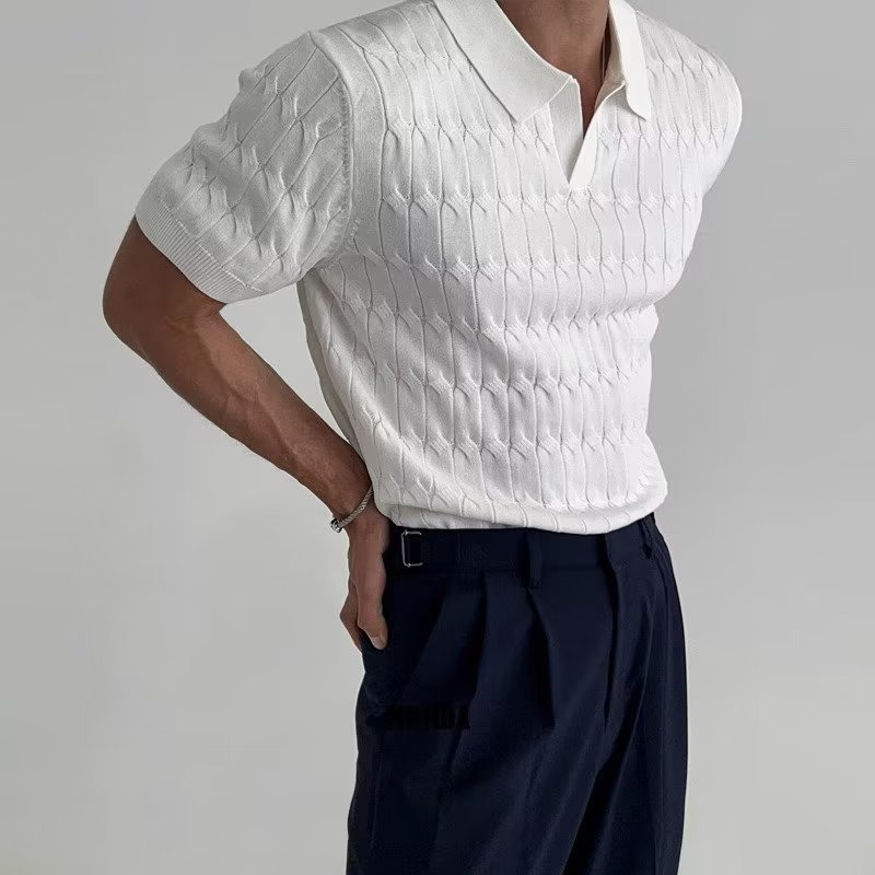 Örgülü Pamuklu Polo T-shirt