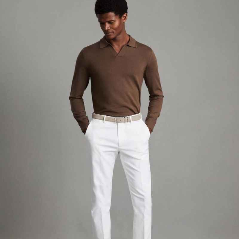 Merino Yünlü Kahve Polo T-shirt