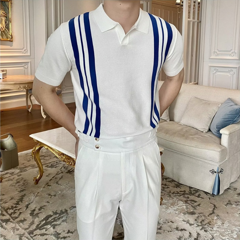 Şerit Desenli Klasik Polo T-shirt