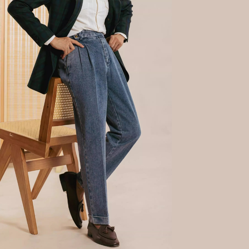 Yüksek Bel Vintage Denim Pantolon