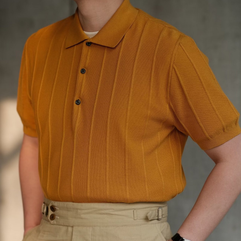 Üç Düğmeli Çizgili Londra Polo T-shirt