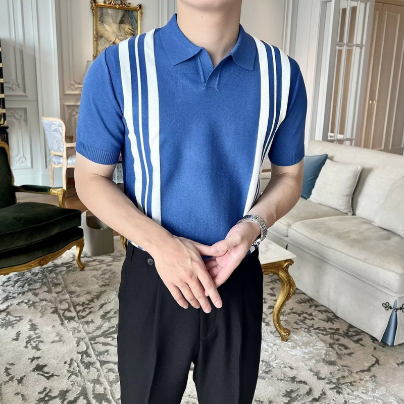 Şerit Desenli Klasik Polo T-shirt