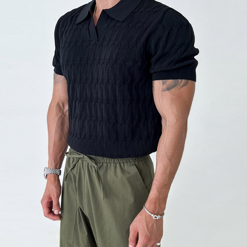 Örgülü Pamuklu Polo T-shirt
