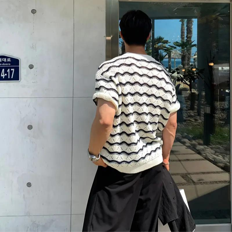 Triko Dalgalı Beyaz T-shirt