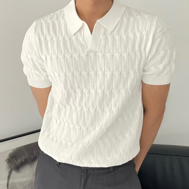 Örgülü Pamuklu Polo T-shirt
