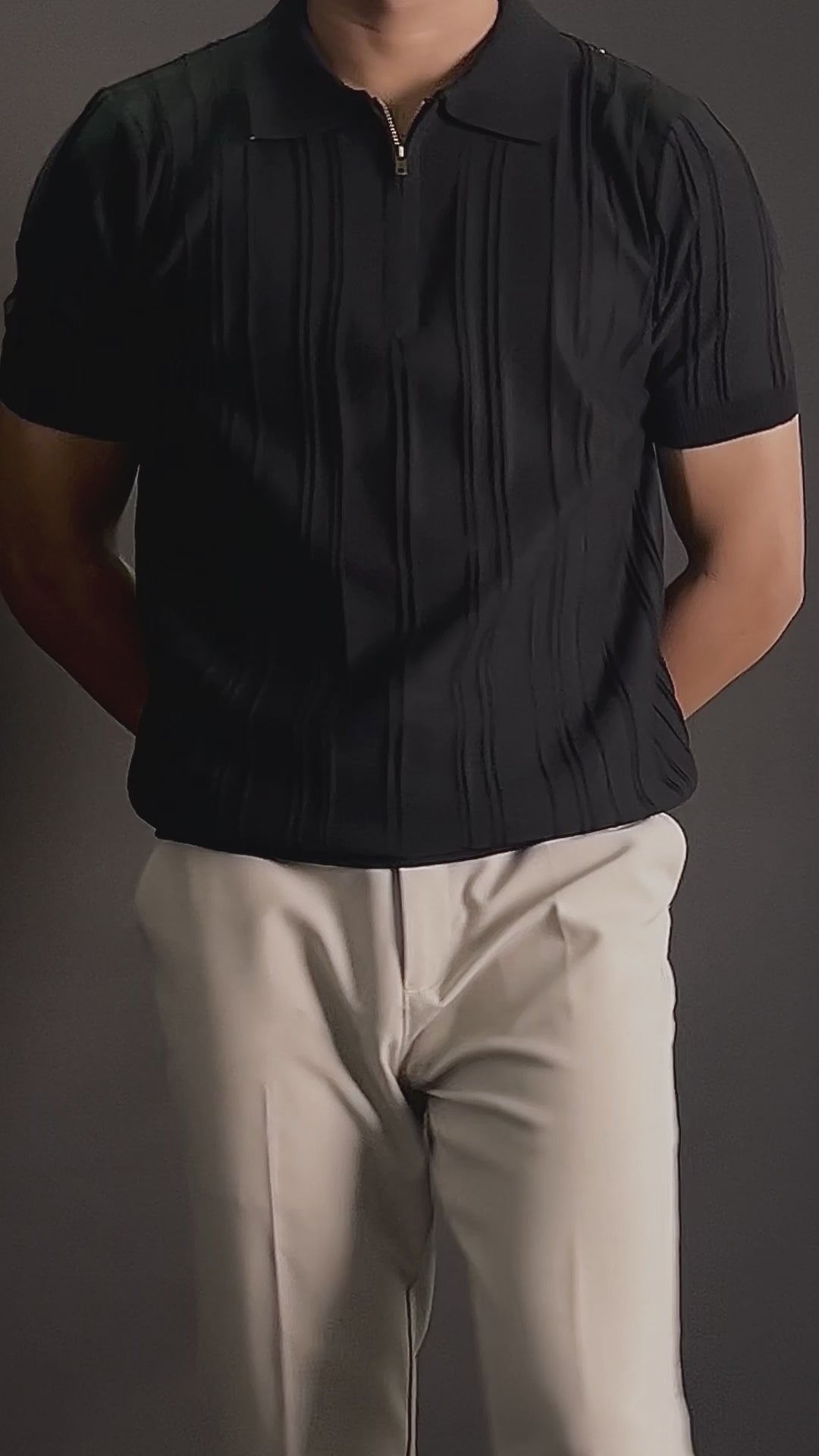 Yarım Fermuar Çizgili Polo T-shirt